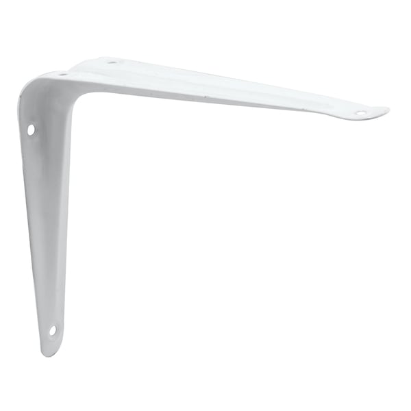 PrimeLine Shelf Bracket, 3/16in. x 12in. x 8in., Steel, White Enamel